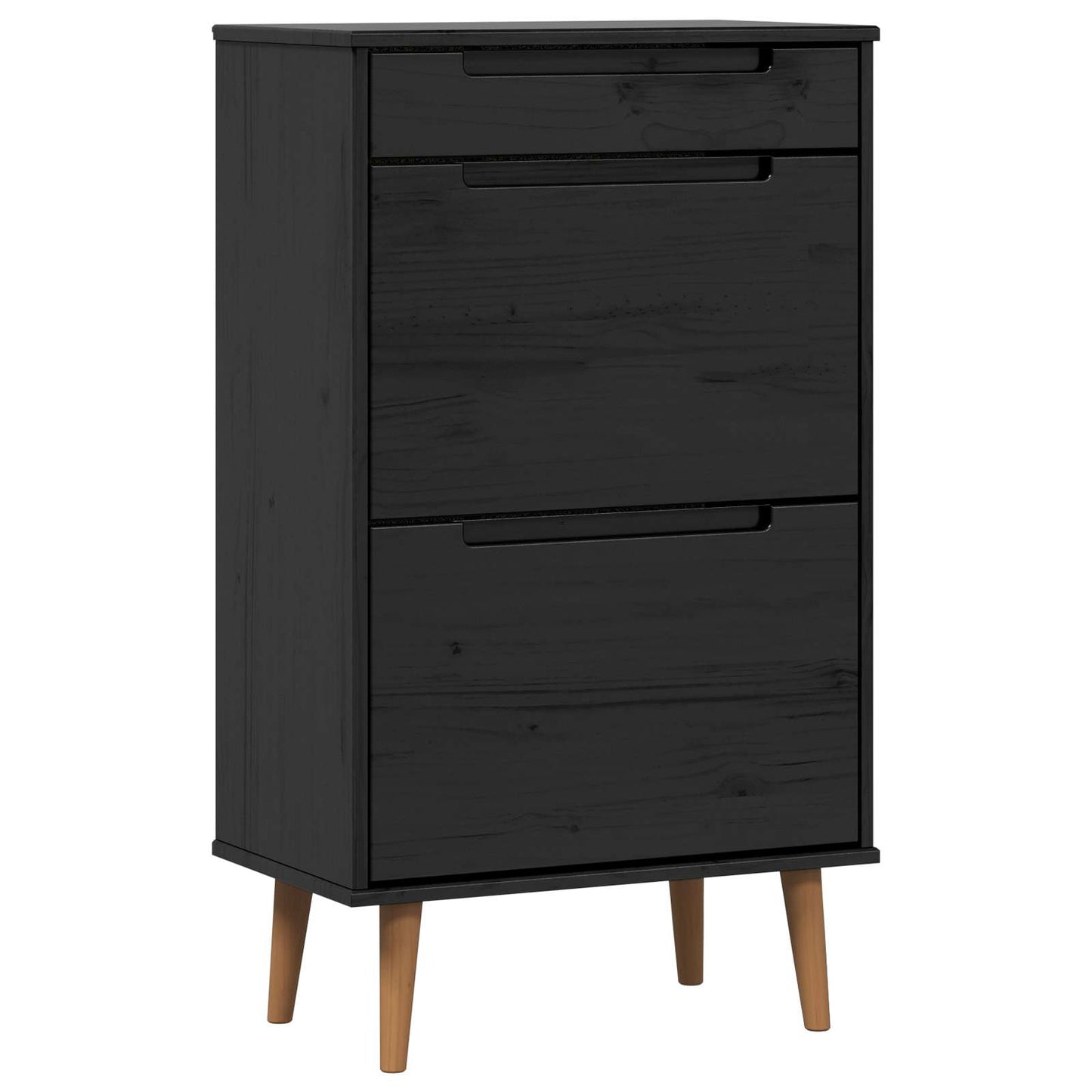 Schoenenkast MOLDE 59,5 x 35 x 103 cm Massief grenenhout Zwart