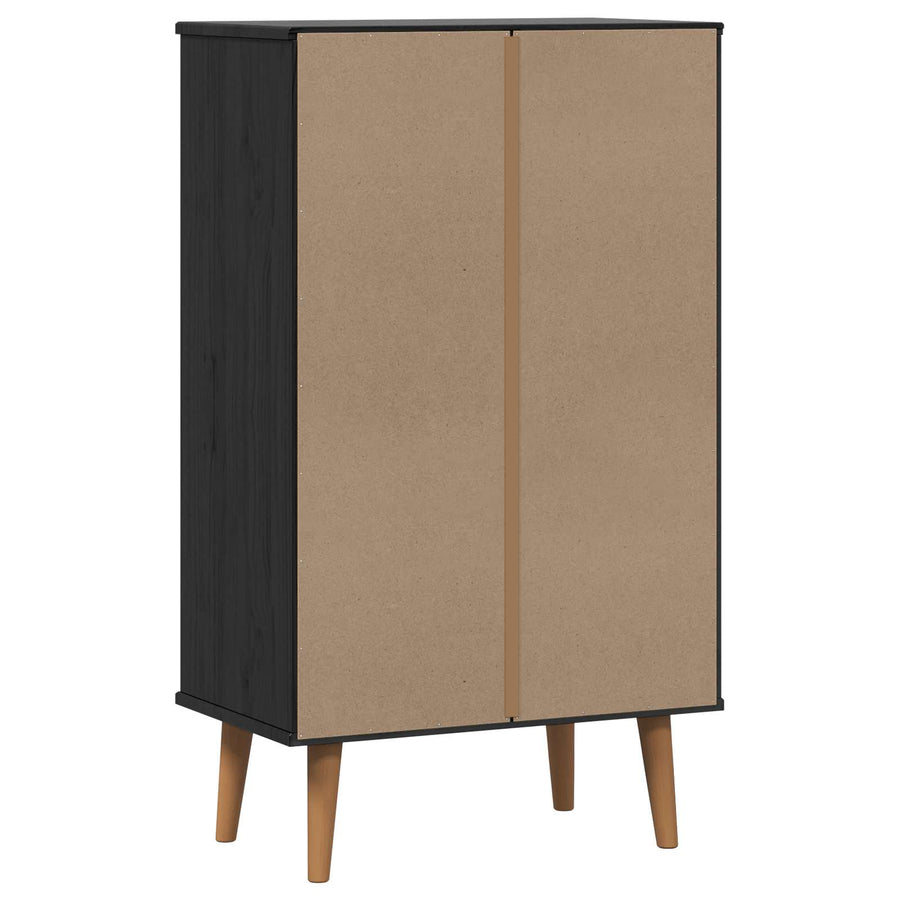Schoenenkast MOLDE 59,5 x 35 x 103 cm Massief grenenhout Zwart