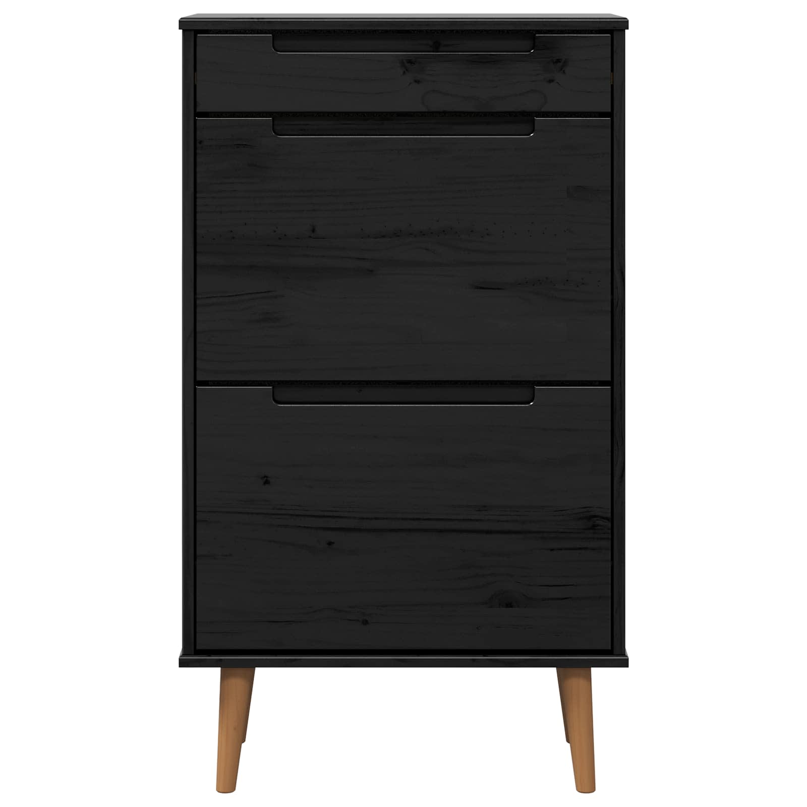 Schoenenkast MOLDE 59,5 x 35 x 103 cm Massief grenenhout Zwart
