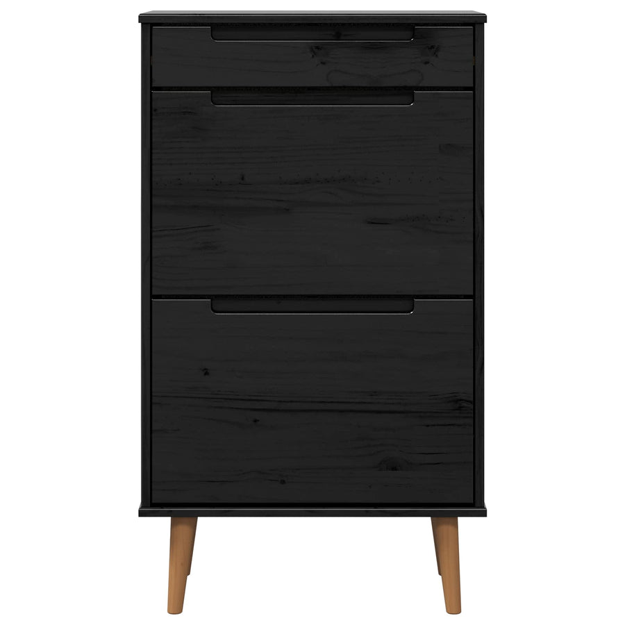Schoenenkast MOLDE 59,5 x 35 x 103 cm Massief grenenhout Zwart