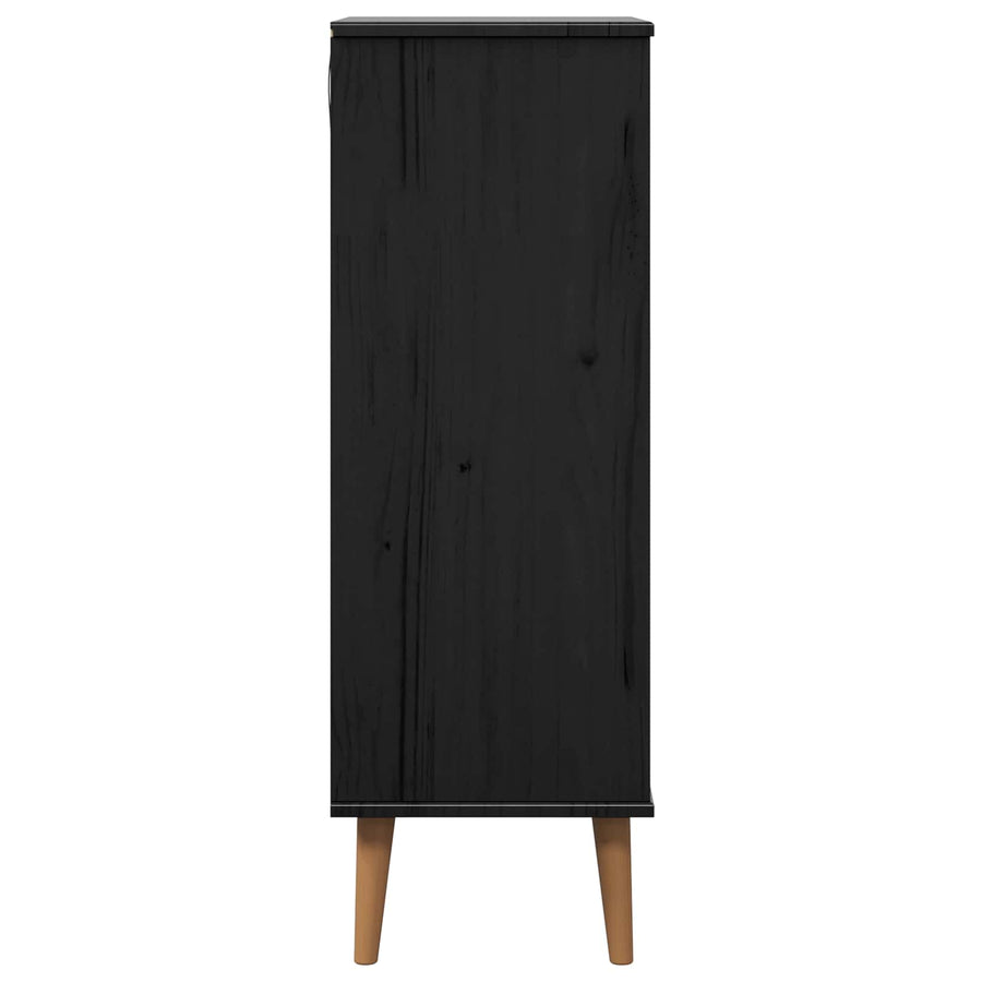 Schoenenkast MOLDE 59,5 x 35 x 103 cm Massief grenenhout Zwart