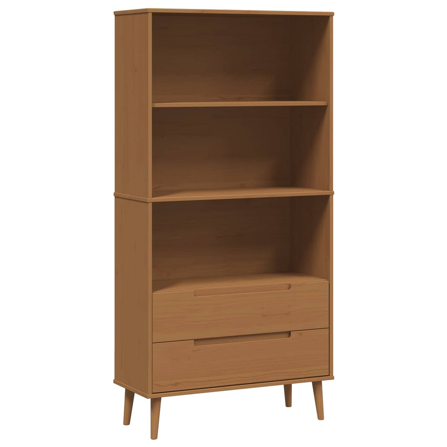 Boekenkast MOLDE 85 x 35 x 170,5 cm Massief grenenhout Caramel