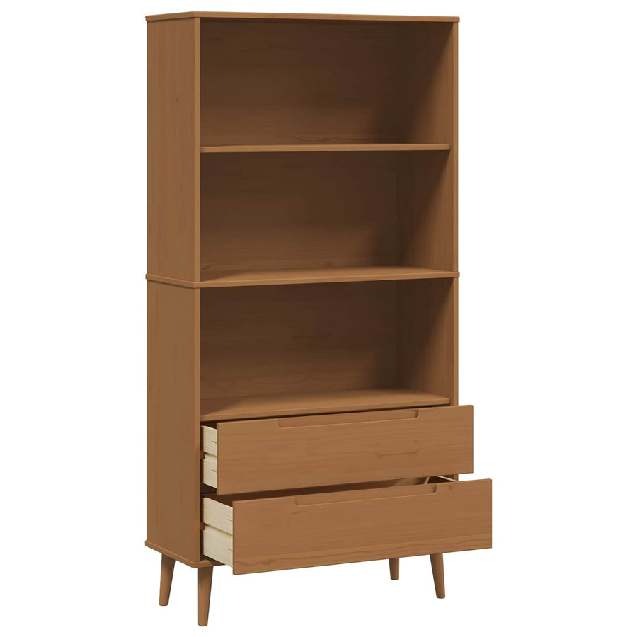 Boekenkast MOLDE 85 x 35 x 170,5 cm Massief grenenhout Caramel