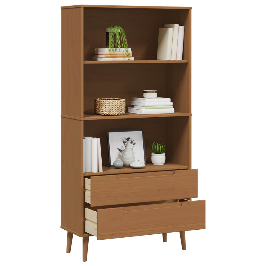 Boekenkast MOLDE 85 x 35 x 170,5 cm Massief grenenhout Caramel