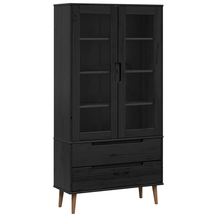 Glazen Display Kast Zwart 90 x 35 x 175 cm