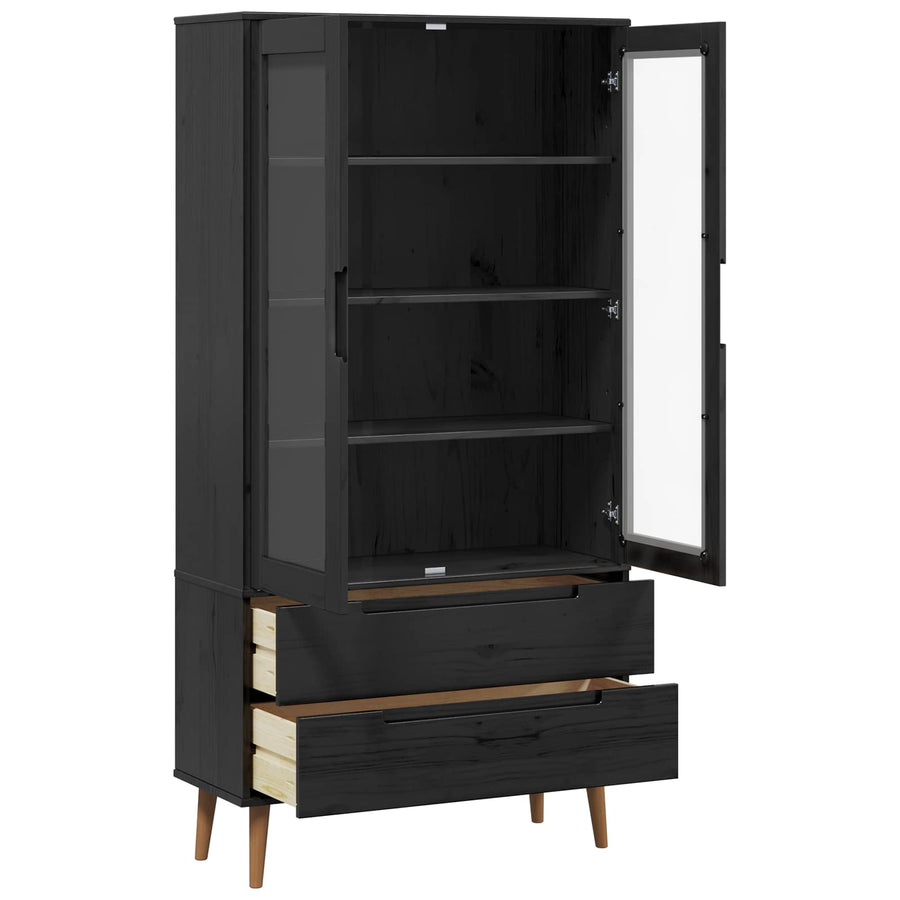 Glazen Display Kast Zwart 90 x 35 x 175 cm