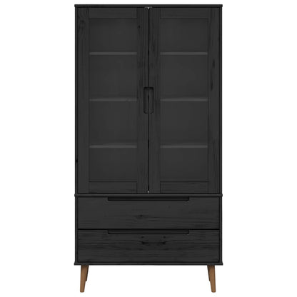 Glazen Display Kast Zwart 90 x 35 x 175 cm