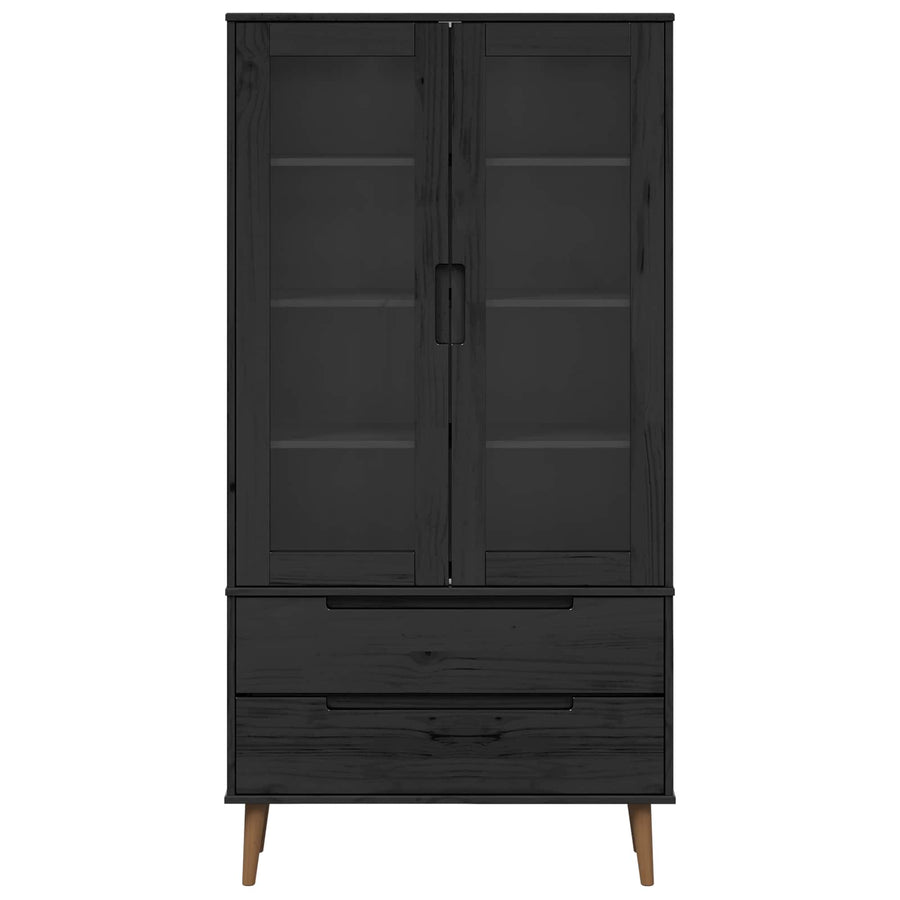 Glazen Display Kast Zwart 90 x 35 x 175 cm
