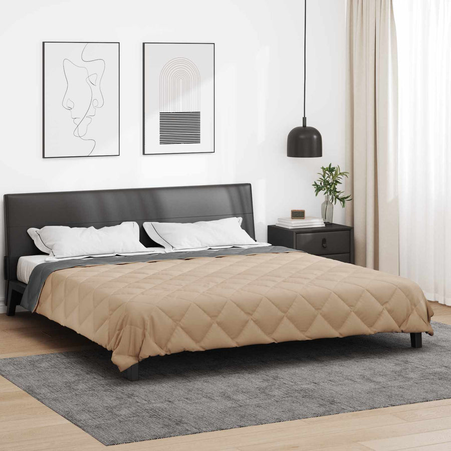 Zomerdekbed Antraciet en Taupe 220 x 260 cm Microvezel