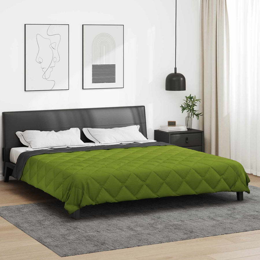 Zomer Dekbed Groen en Antraciet 220 x 240 cm Microfiber