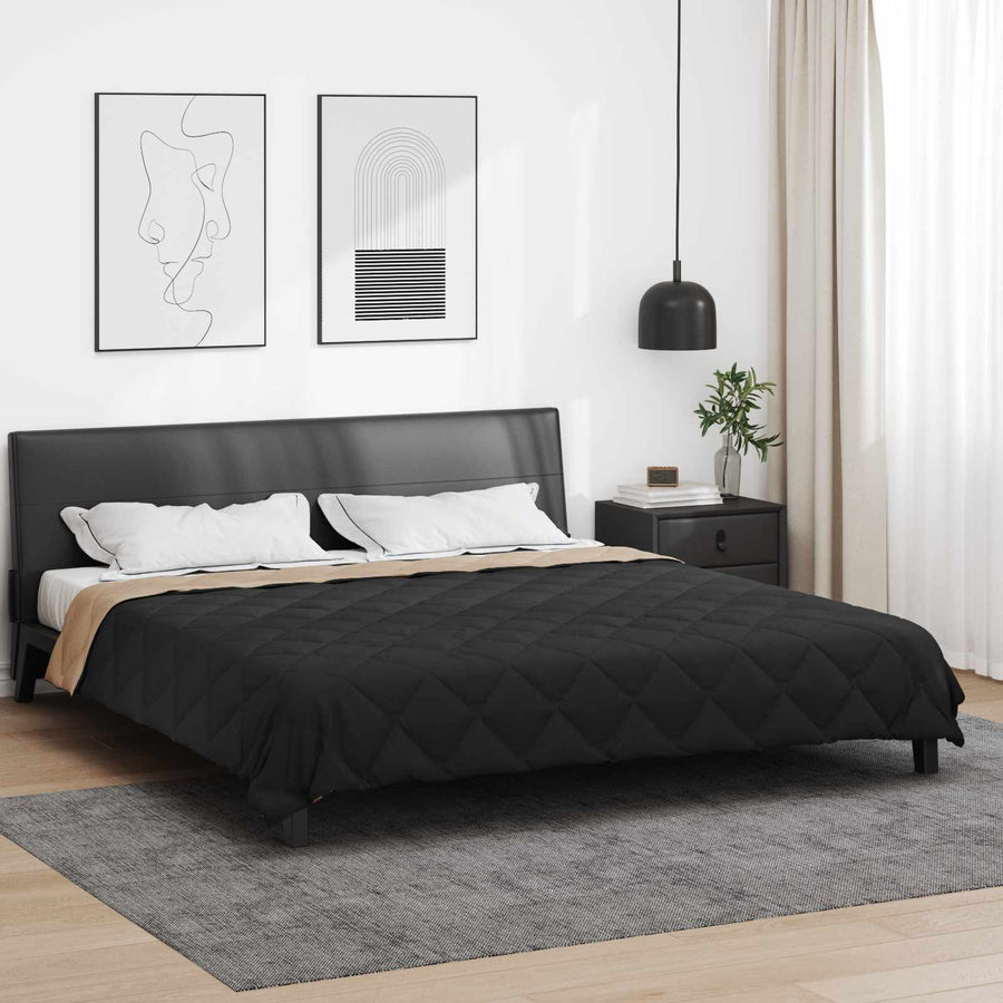 Zomer Dekbed Zwart en Taupe 200 x 200 cm Microfiber