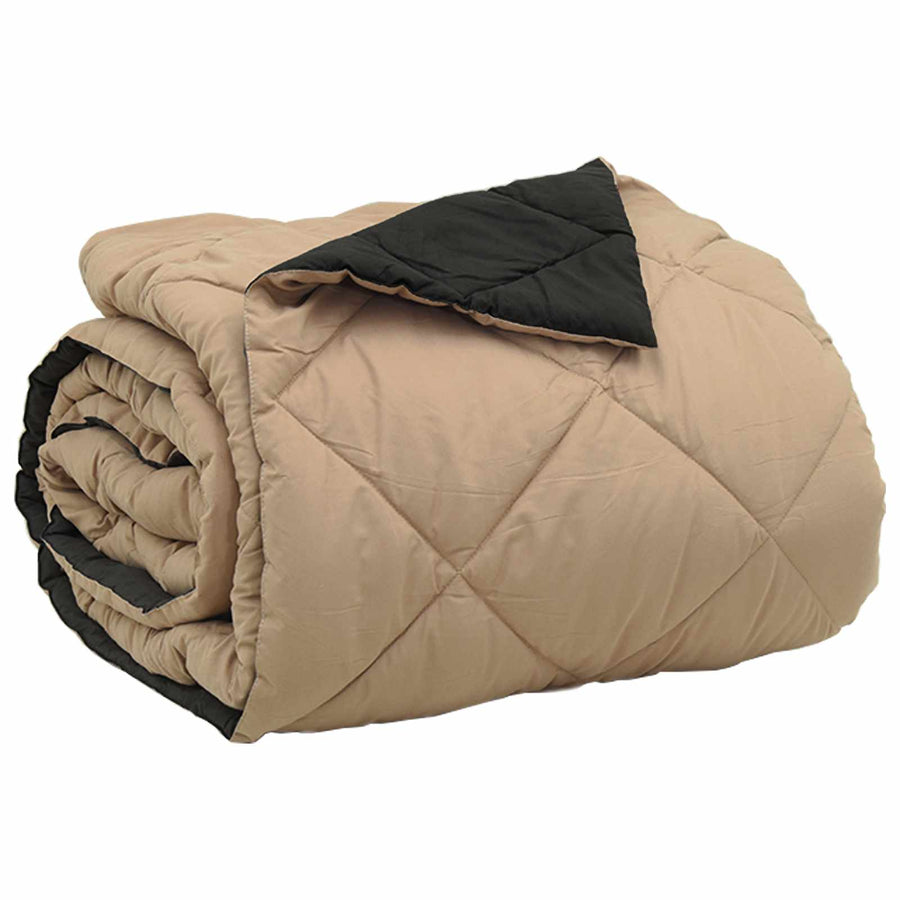 Zomerdekbed Zwart en Taupe 240 x 200 cm Microvezel