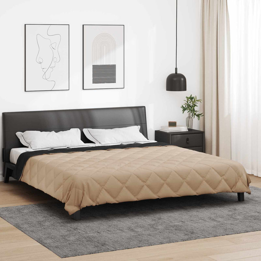 Zomerdekbed Zwart en Taupe 220 x 260 cm Microvezel