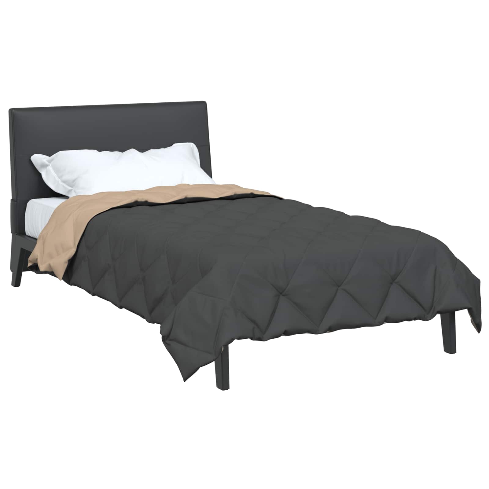 Vol jaar dekbed Antraciet en Taupe 200 x 140 cm Microfiber
