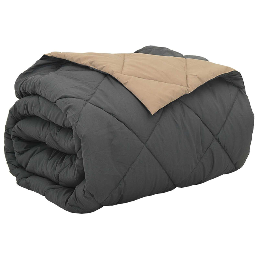Vol jaar dekbed Antraciet en Taupe 220 x 200 cm Microfiber