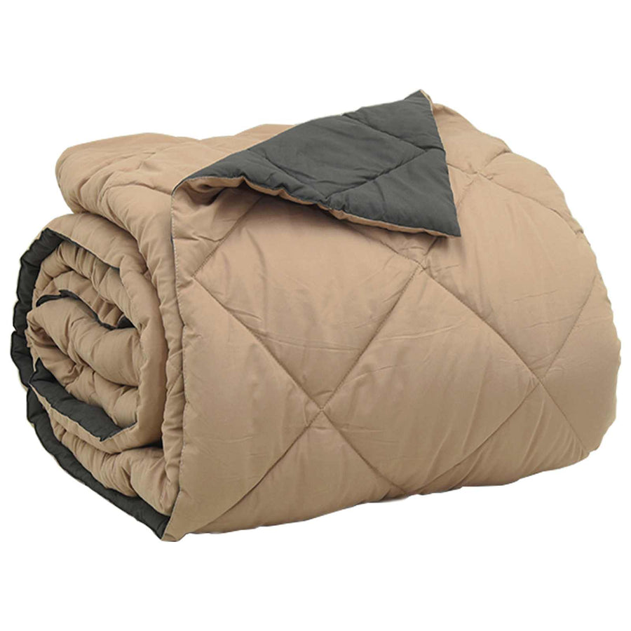 Vol jaar dekbed Antraciet en Taupe 220 x 200 cm Microfiber
