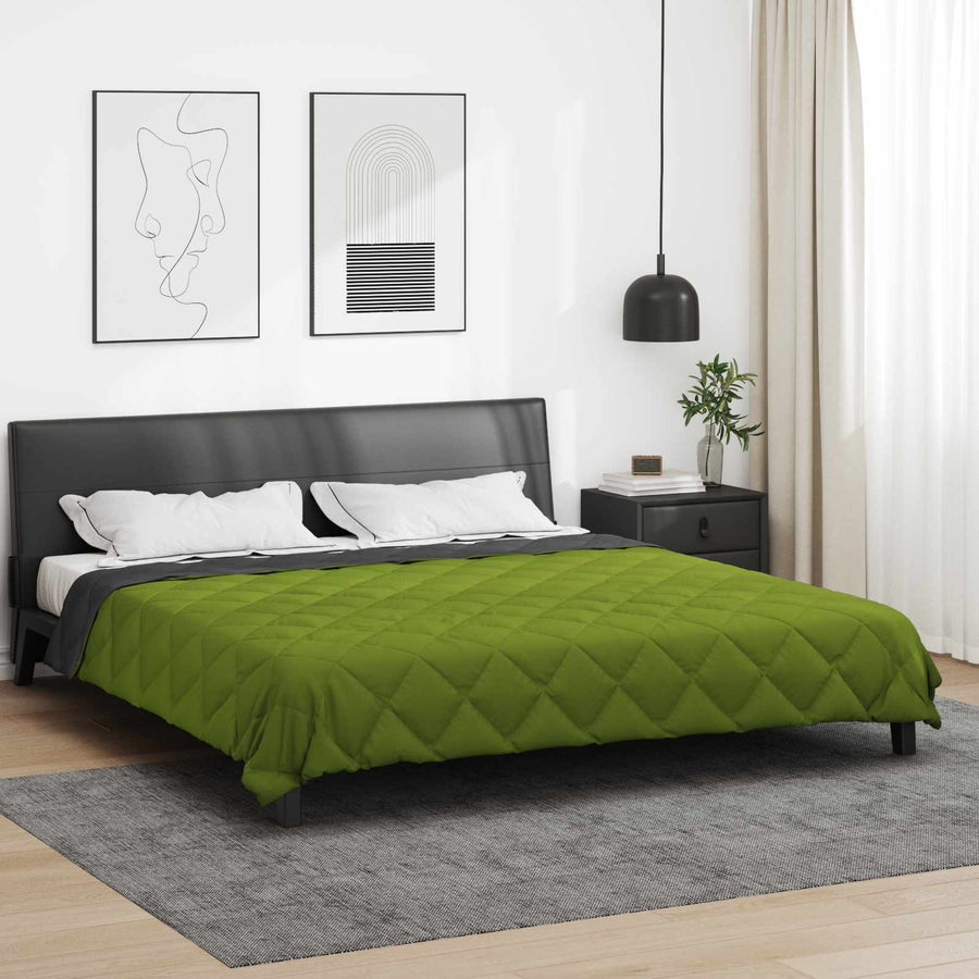 Vol jaar dekbed Groen en Antraciet 220 x 200 cm Microfiber
