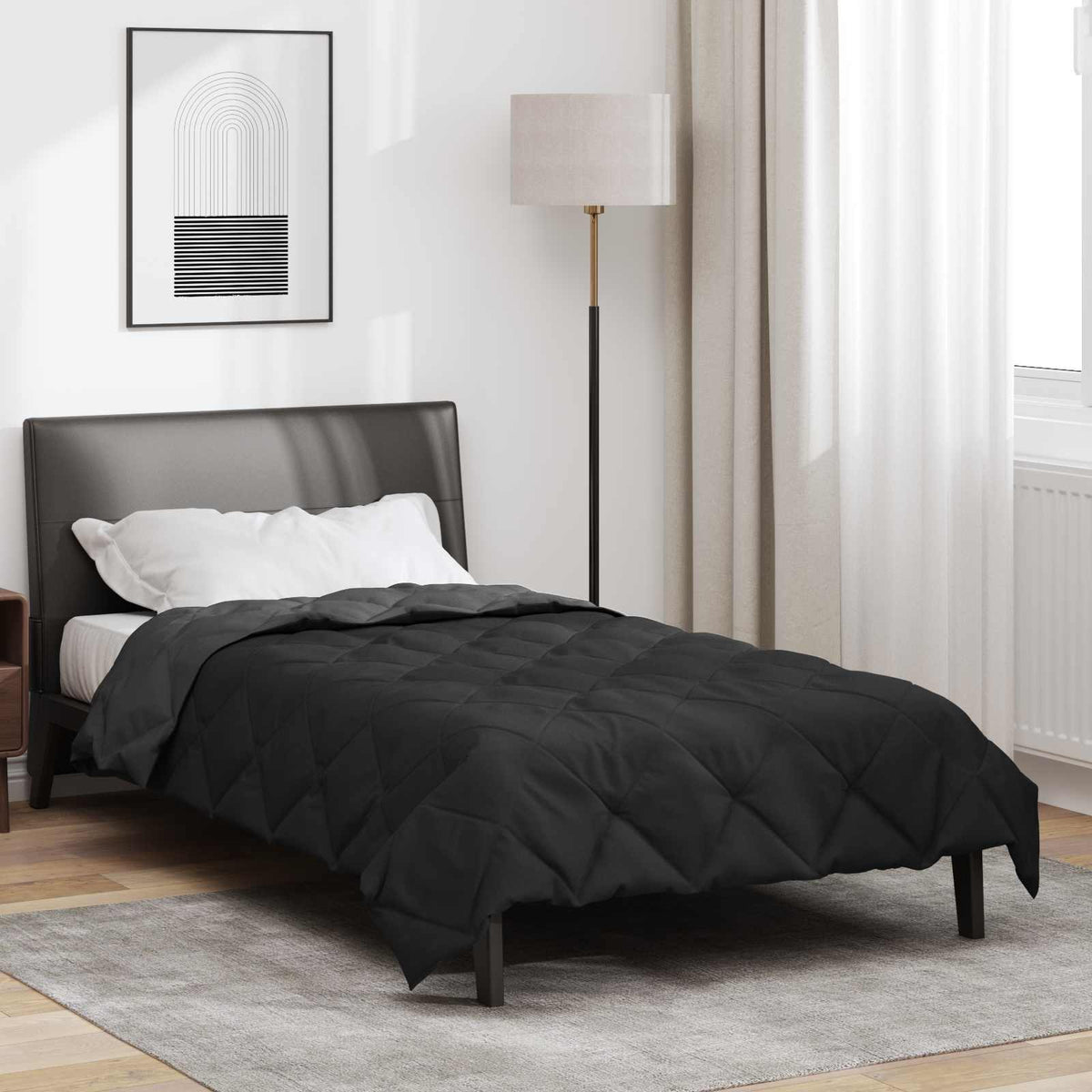 Vol jaar dekbed Zwart en Anthraciet 155 x 200 cm Microfiber
