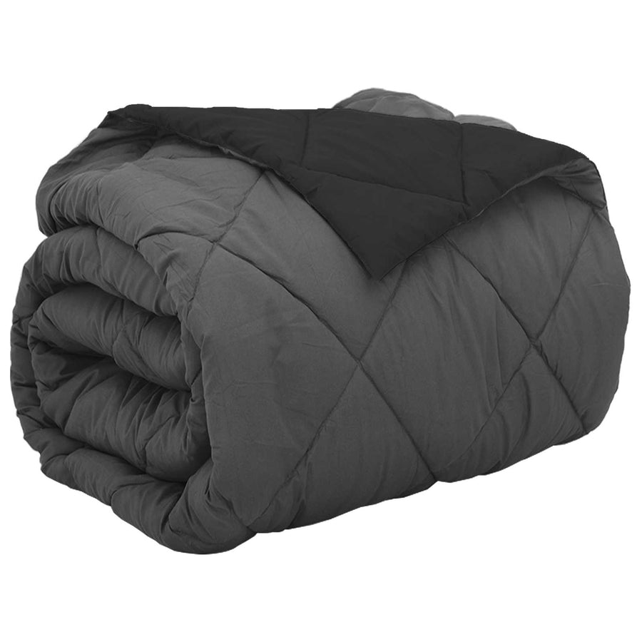Vol jaar dekbed Zwart en Anthraciet 200 x 200 cm Microfiber