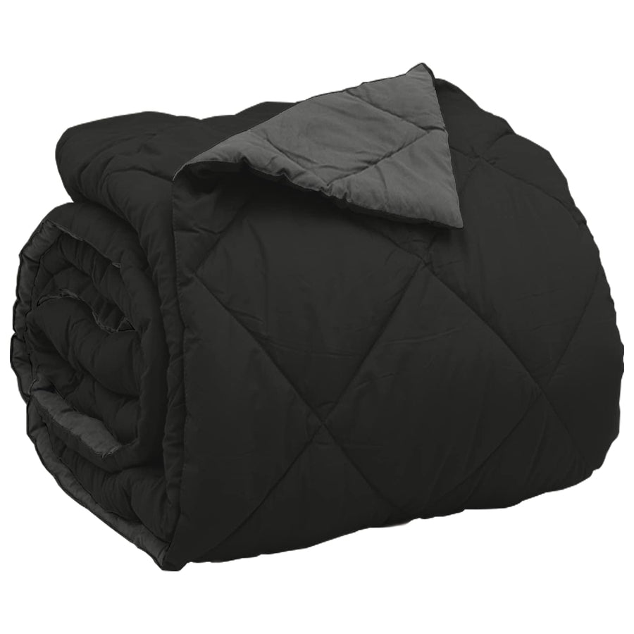 Vol jaar dekbed Zwart en Anthraciet 240 x 200 cm Microfiber