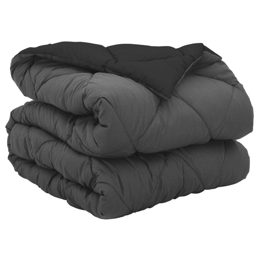Vol jaar dekbed Zwart en Anthraciet 220 x 135 cm Microfiber