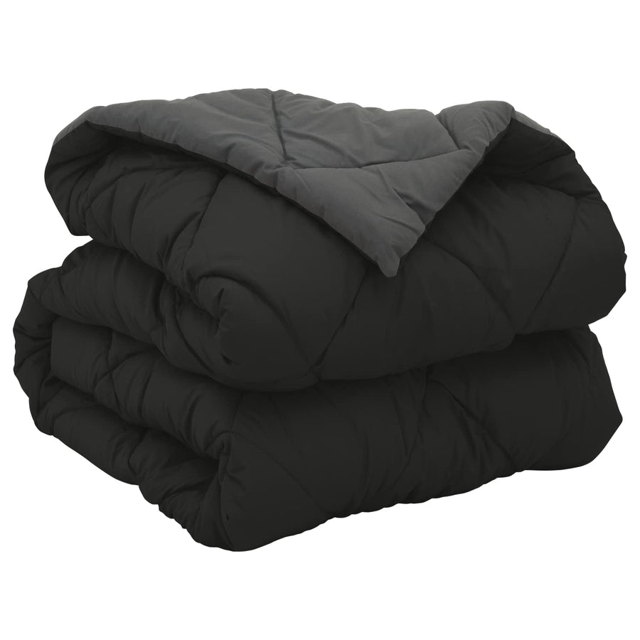 Vol jaar dekbed Zwart en Anthraciet 220 x 135 cm Microfiber