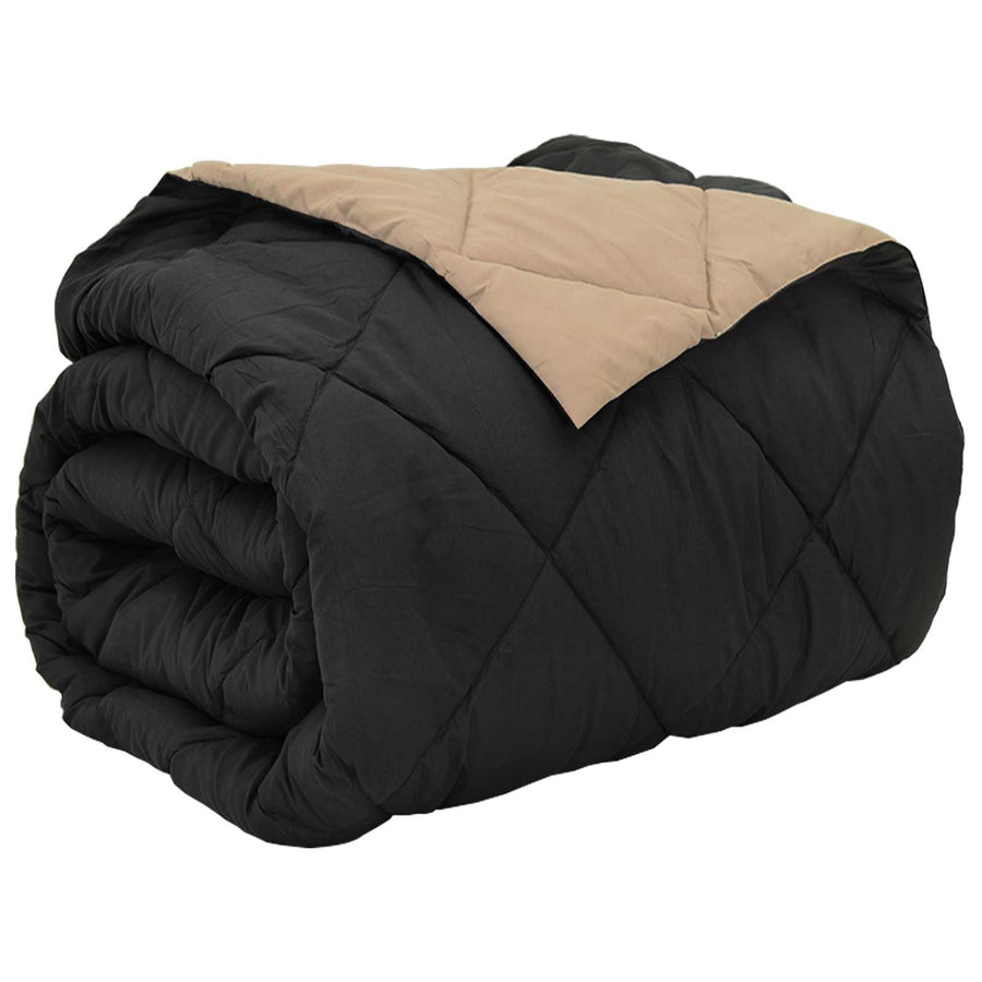 Vol jaar dekbed Zwart en Taupe 240 x 200 cm Microfiber
