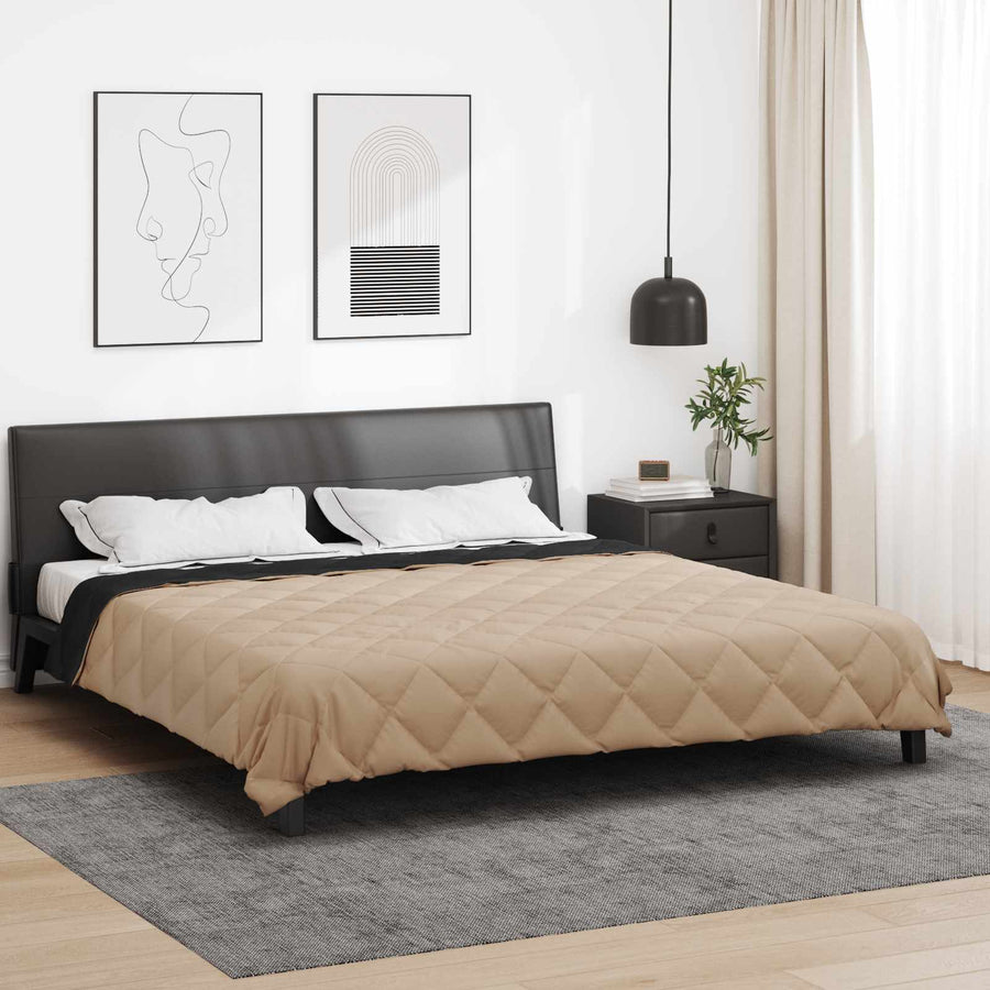 Vol jaar dekbed Zwart en Taupe 220 x 240 cm Microfiber