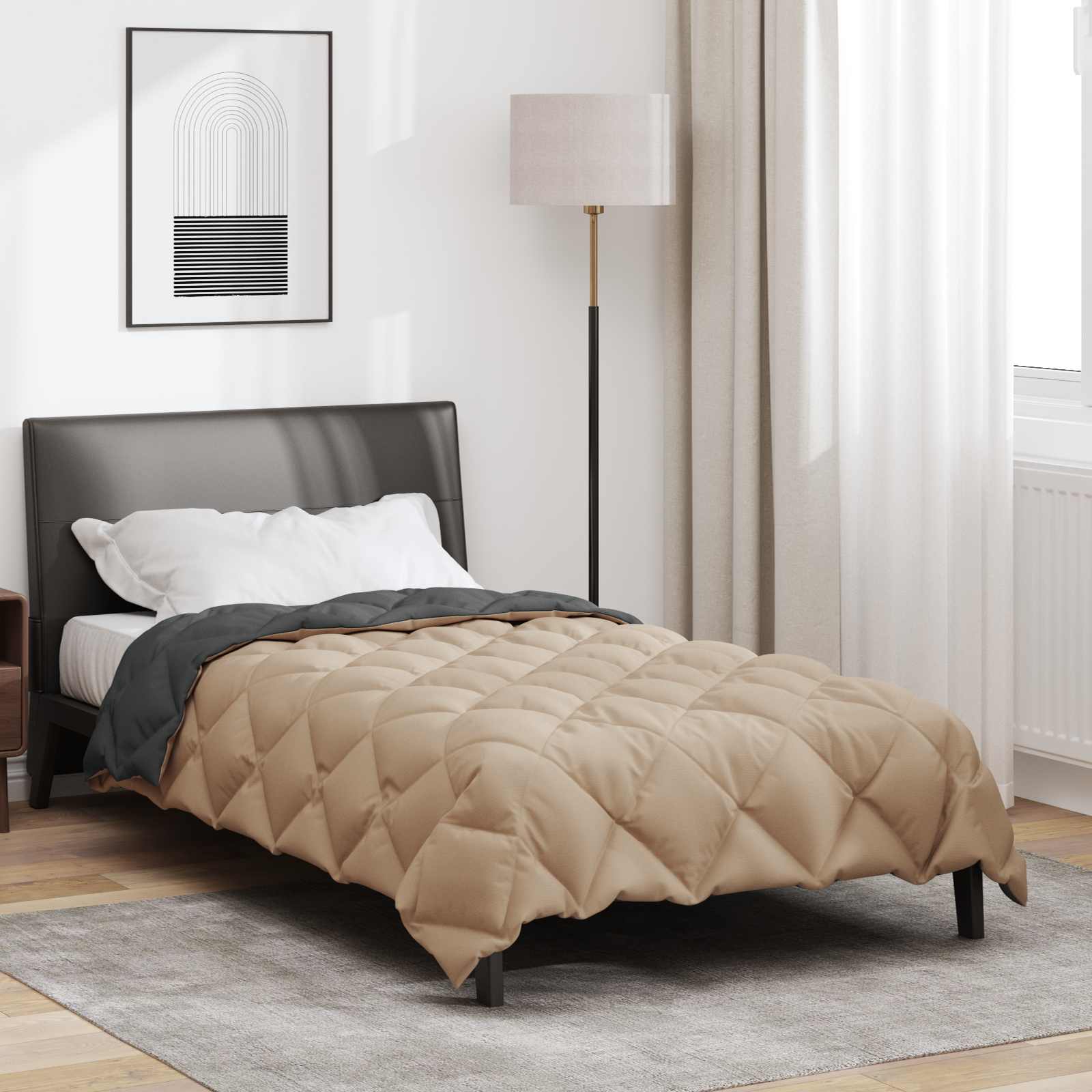 Winter Dekbed Antraciet en Taupe 220 x 135 cm Microfiber