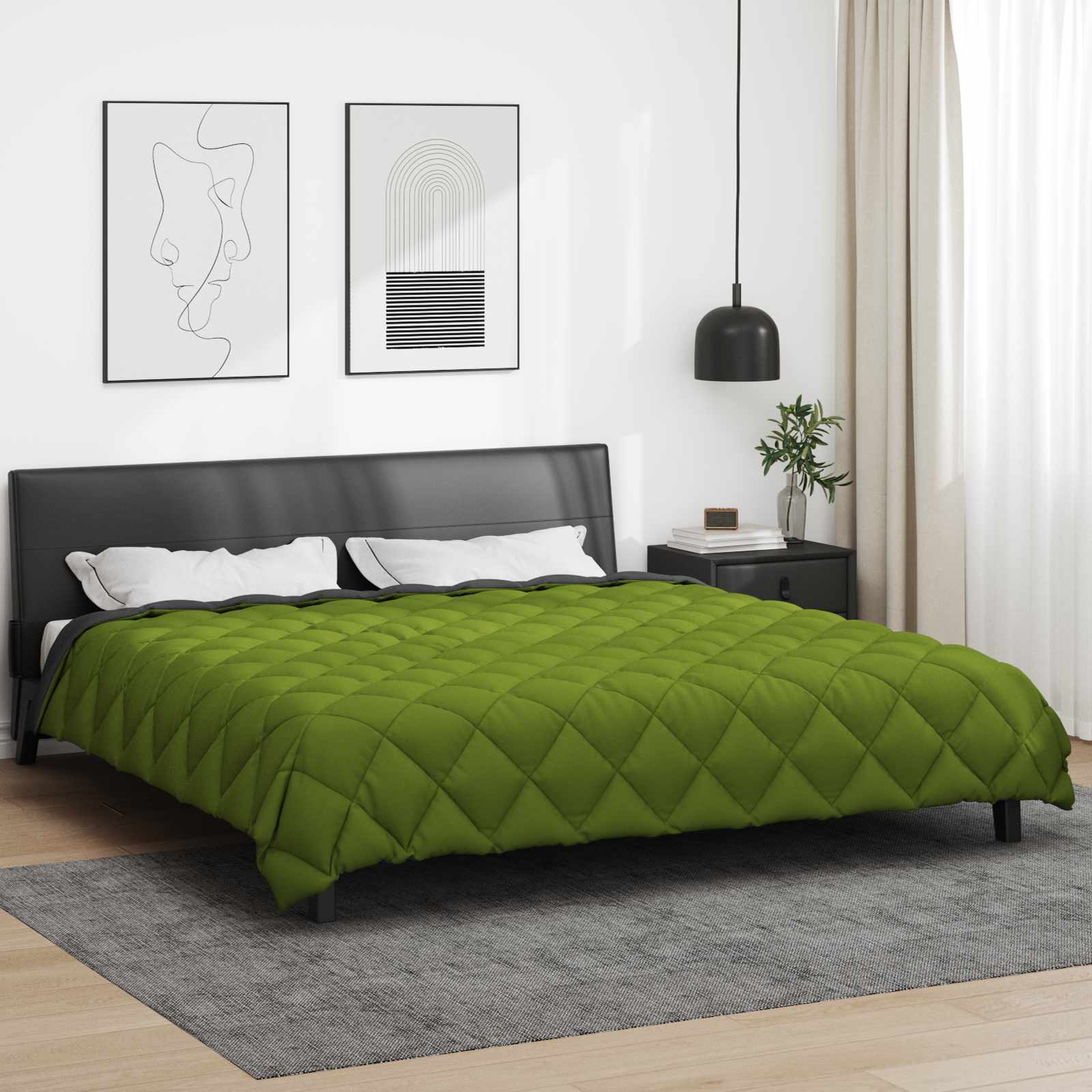 Winter Dekbed Groen en Antraciet 200 x 200 cm Microfiber