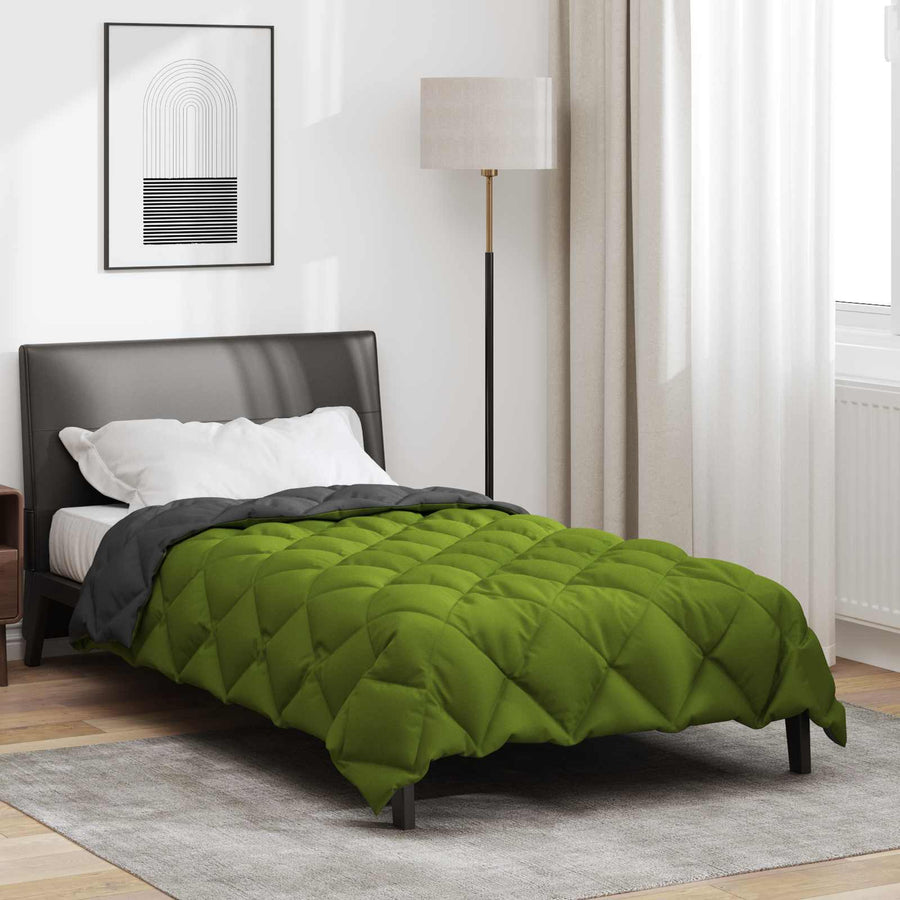 Winter Dekbed Groen en Antraciet 220 x 135 cm Microfiber