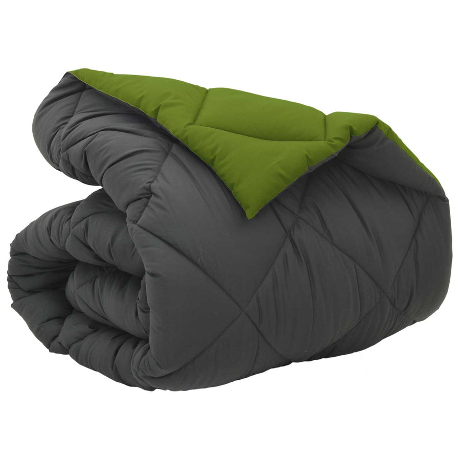 Winter Dekbed Groen en Antraciet 220 x 135 cm Microfiber