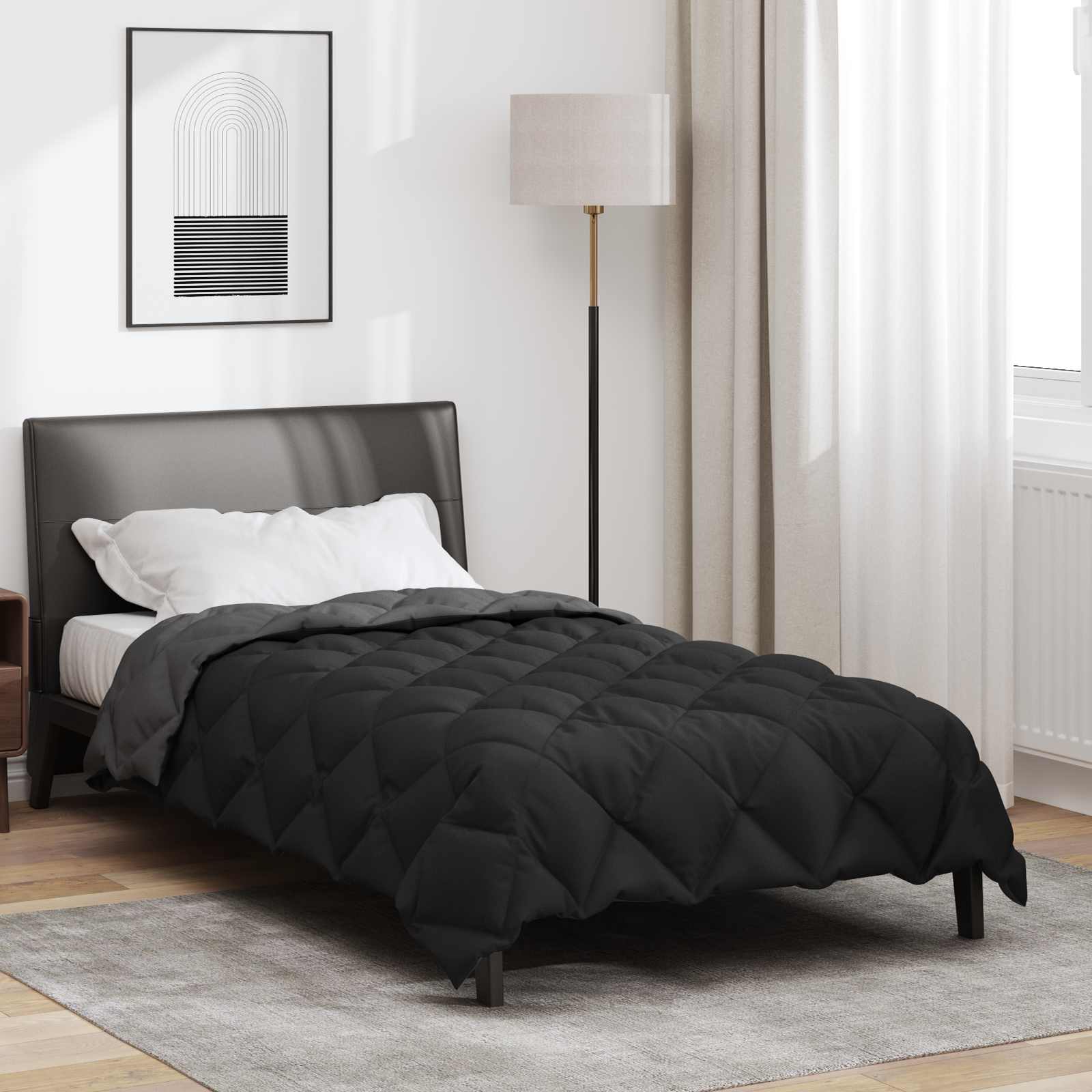 Winter Dekbed Zwart en Anthraciet 200 x 135 cm Microfiber