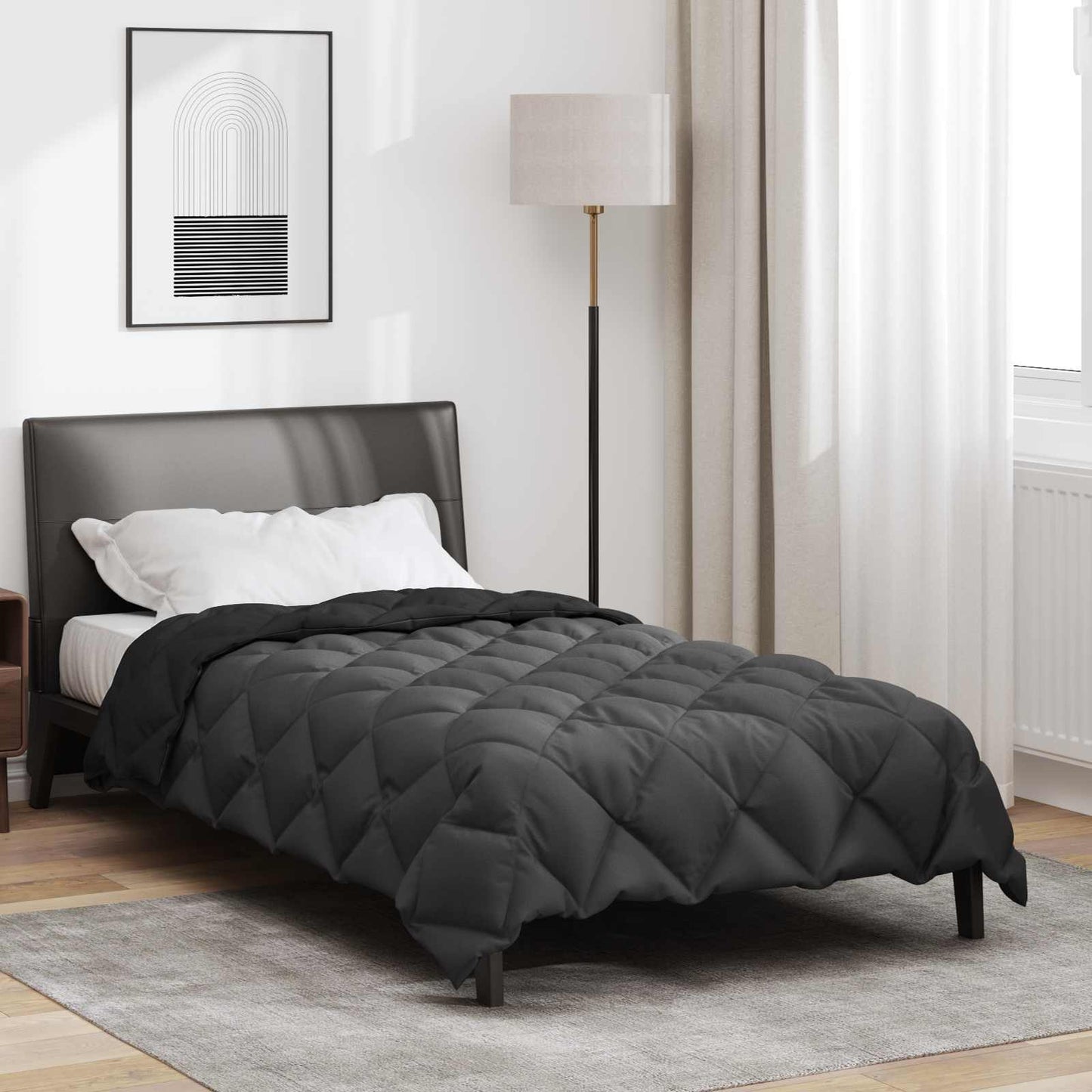 Winter Dekbed Zwart en Anthraciet 220 x 140 cm Microfiber