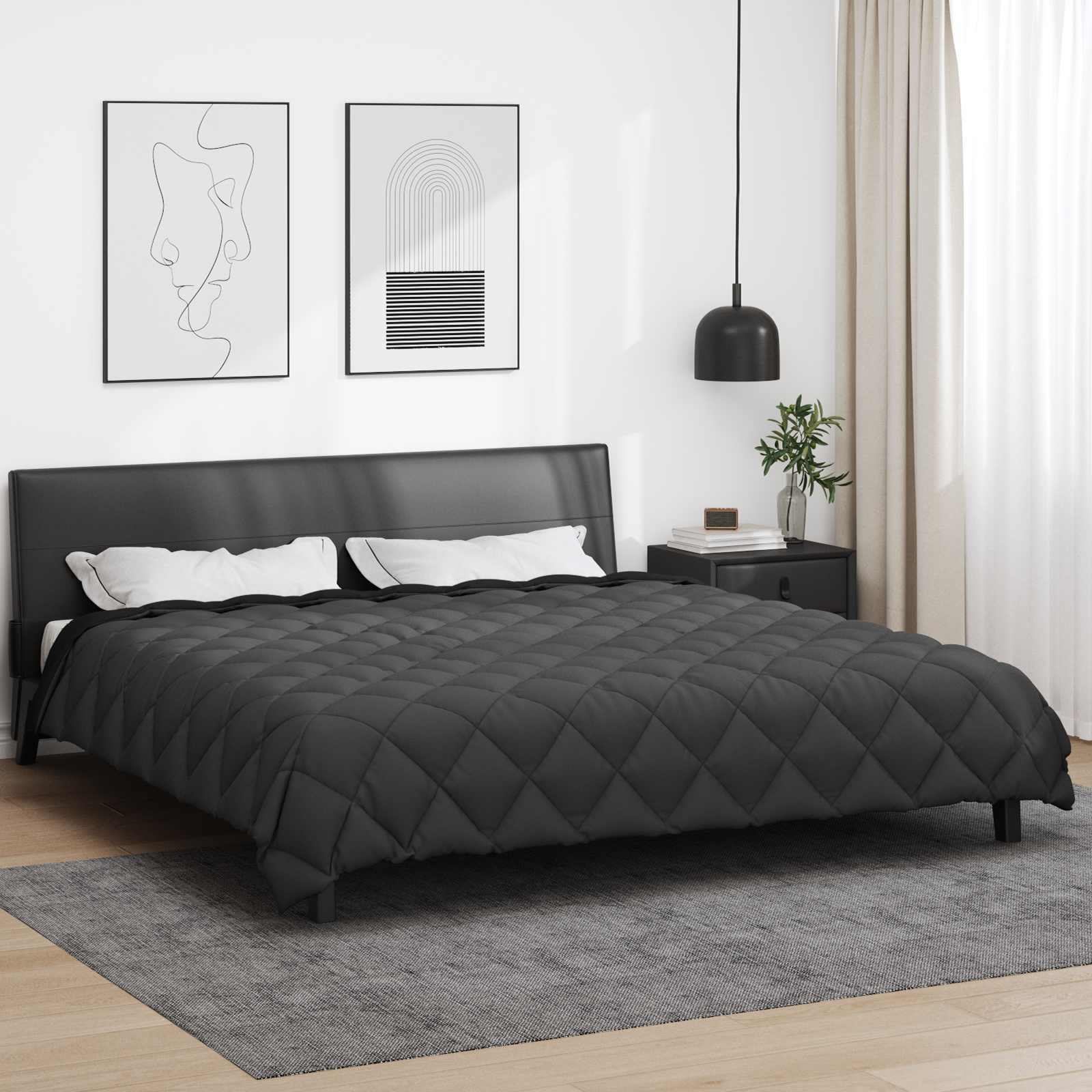 Winter Dekbed Zwart en Anthraciet 220 x 200 cm Microfiber