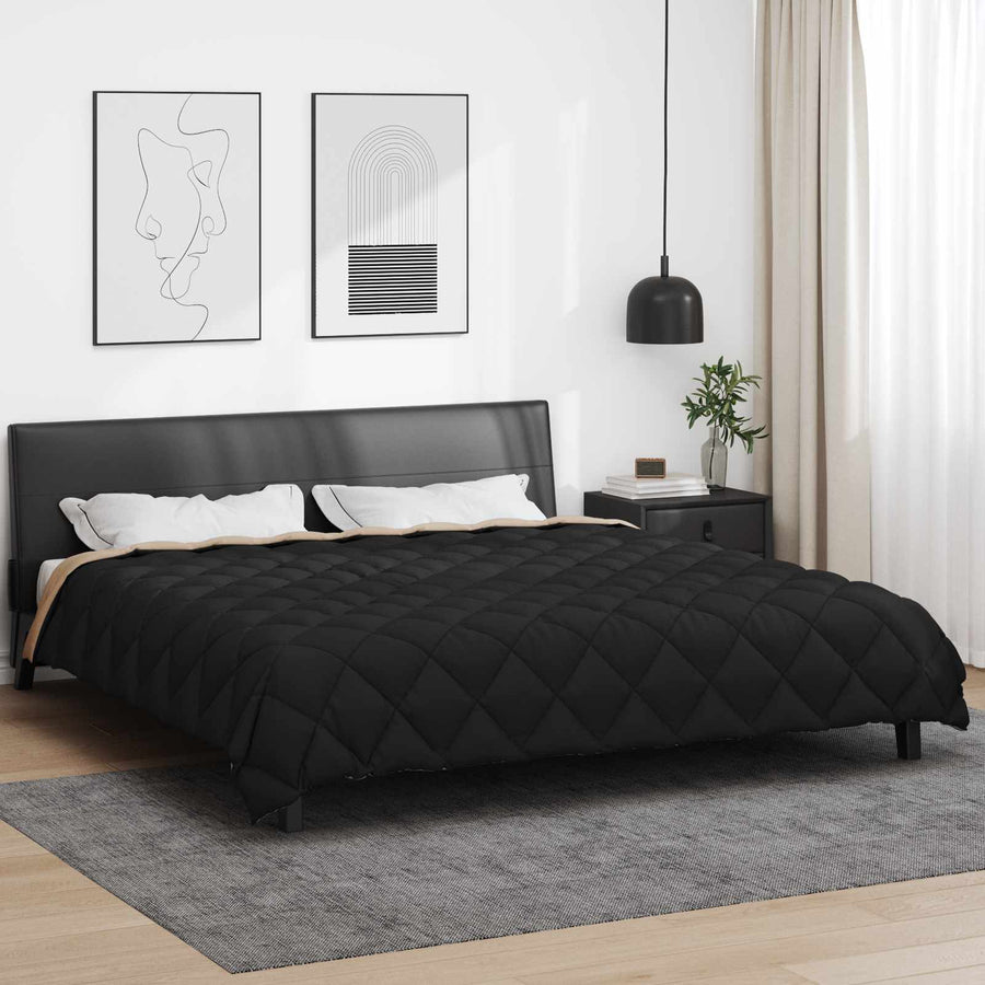Winter Dekbed Zwart en Taupe 220 x 200 cm Microfiber