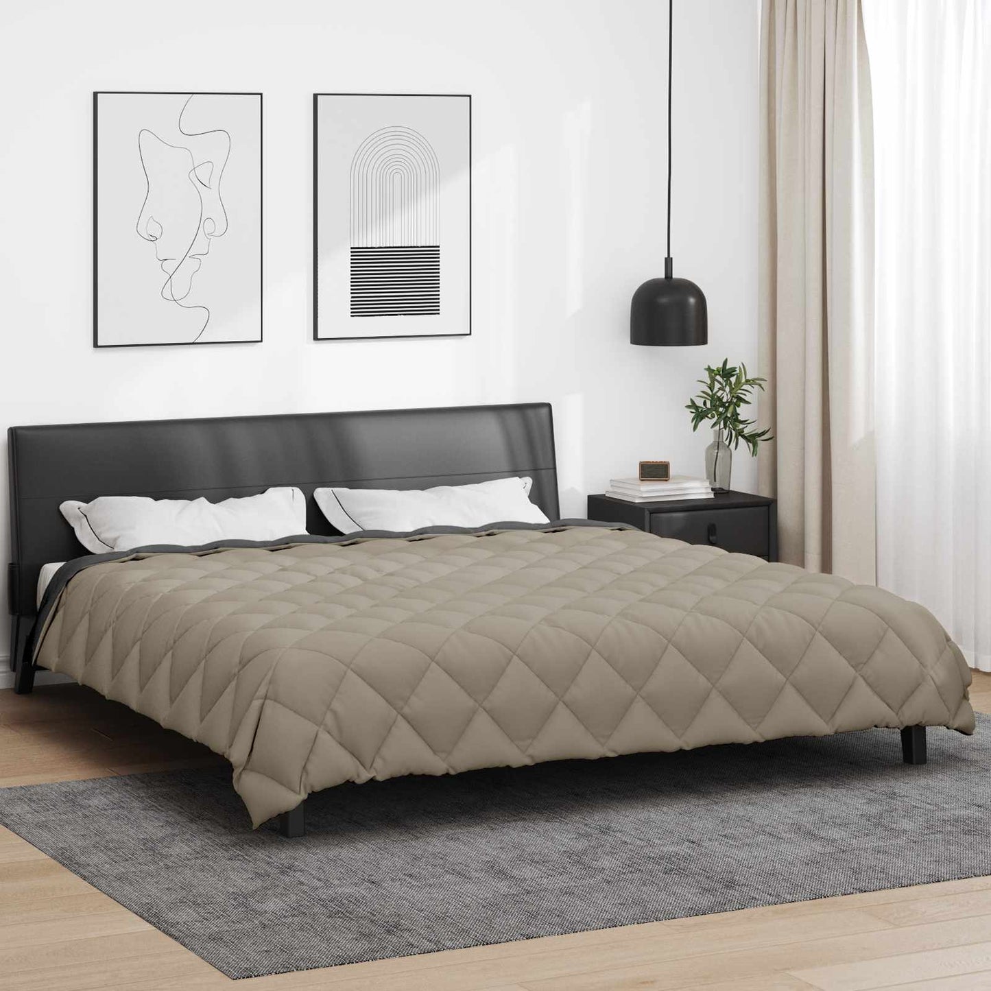 Winter Dekbed Lichtgrijs en Antraciet 220 x 260 cm Microfiber