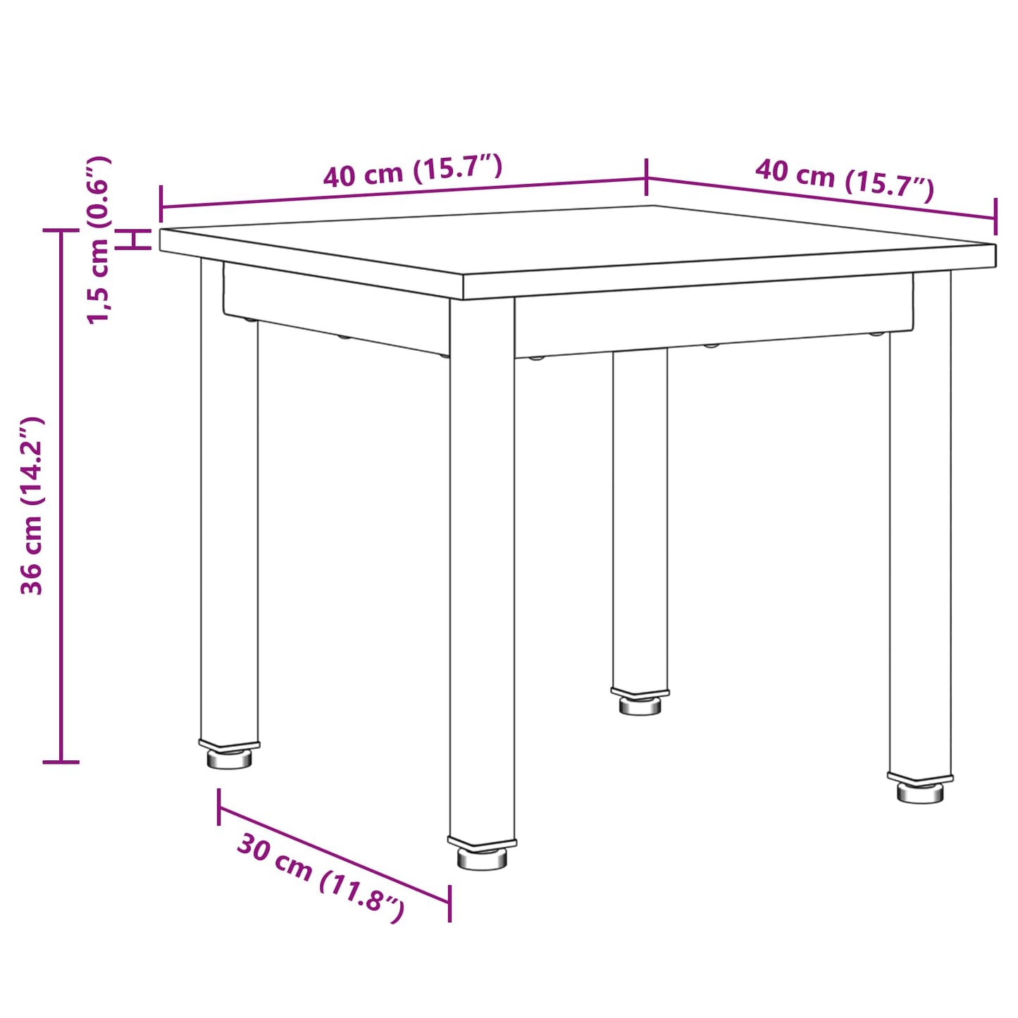 Salontafel Ambachtelijk eiken 40 x 40 x 36 cm Bewerkt hout