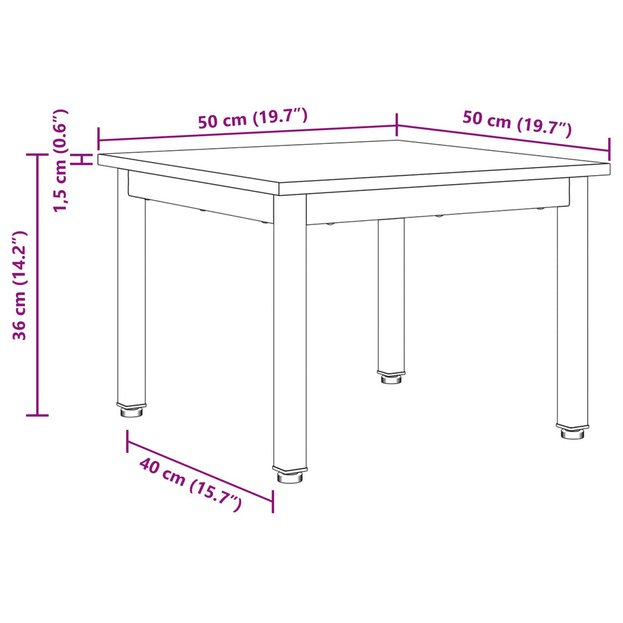 Salontafel Zwart Eiken 50 x 50 x 36 cm Bewerkt hout