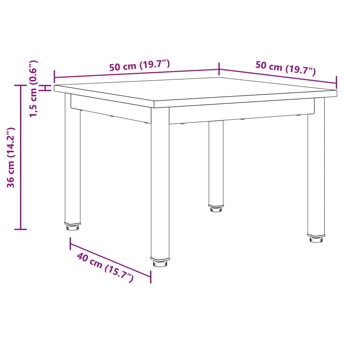 Salontafel Rook Eik 50 x 50 x 36 cm Bewerkt hout