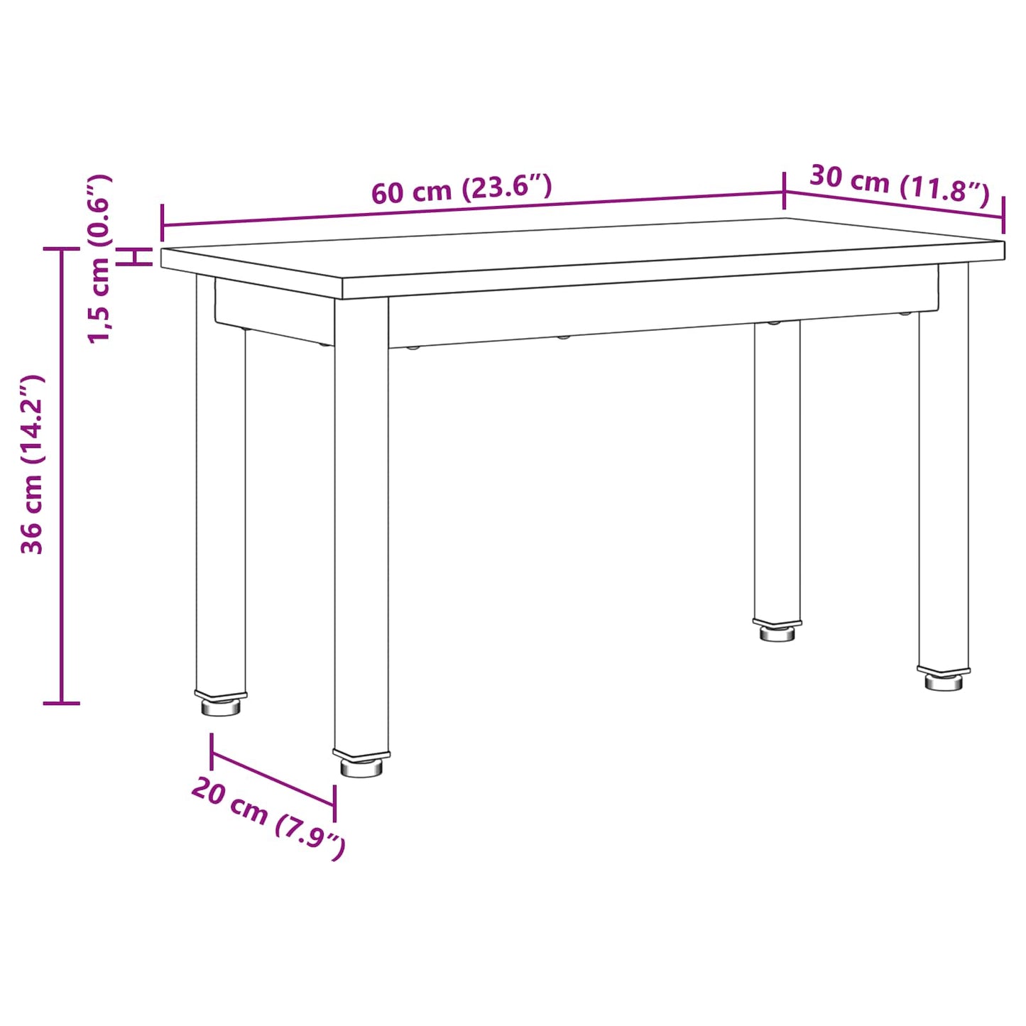 Salontafel Rook Eik 60 x 30 x 36 cm Bewerkt hout