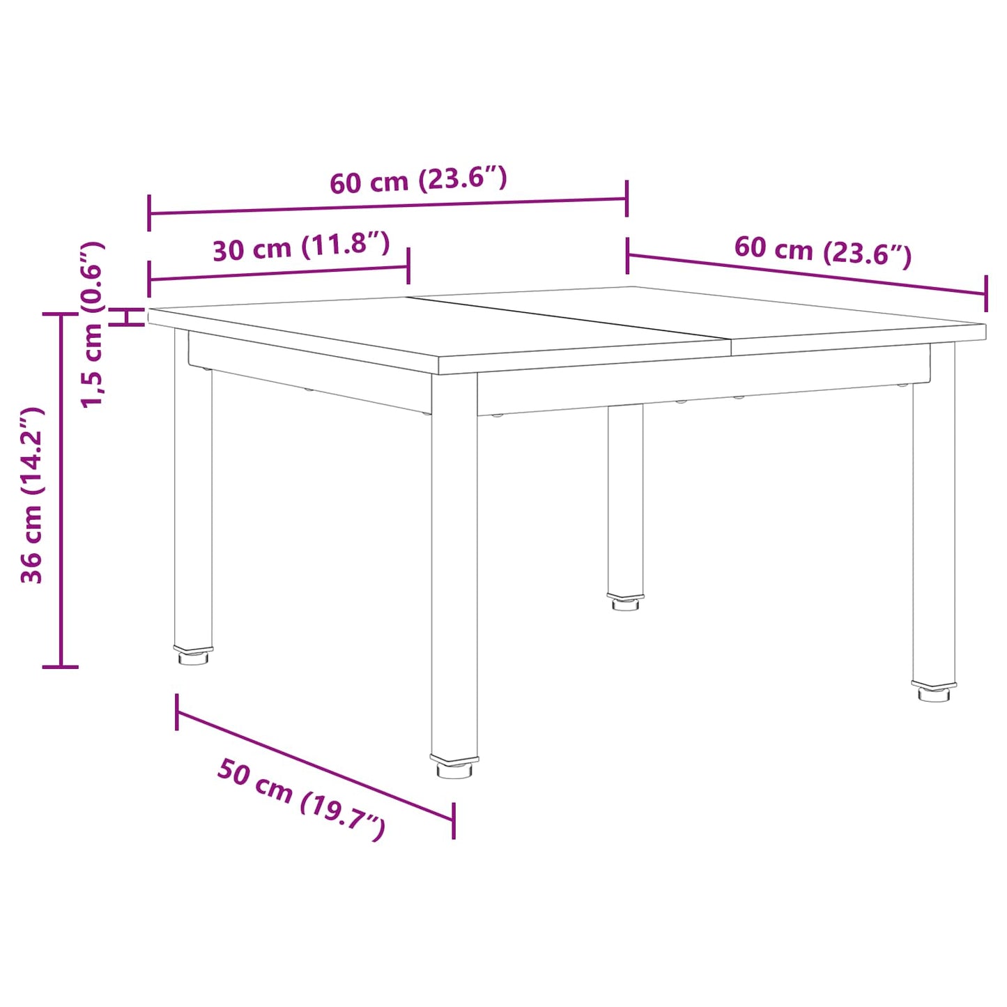 Salontafel Sonoma 60 x 60 x 36 cm Bewerkt hout
