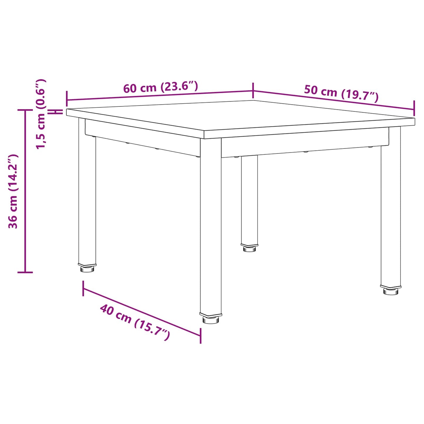 Salontafel Ambachtelijk eiken 60 x 50 x 36 cm Bewerkt hout