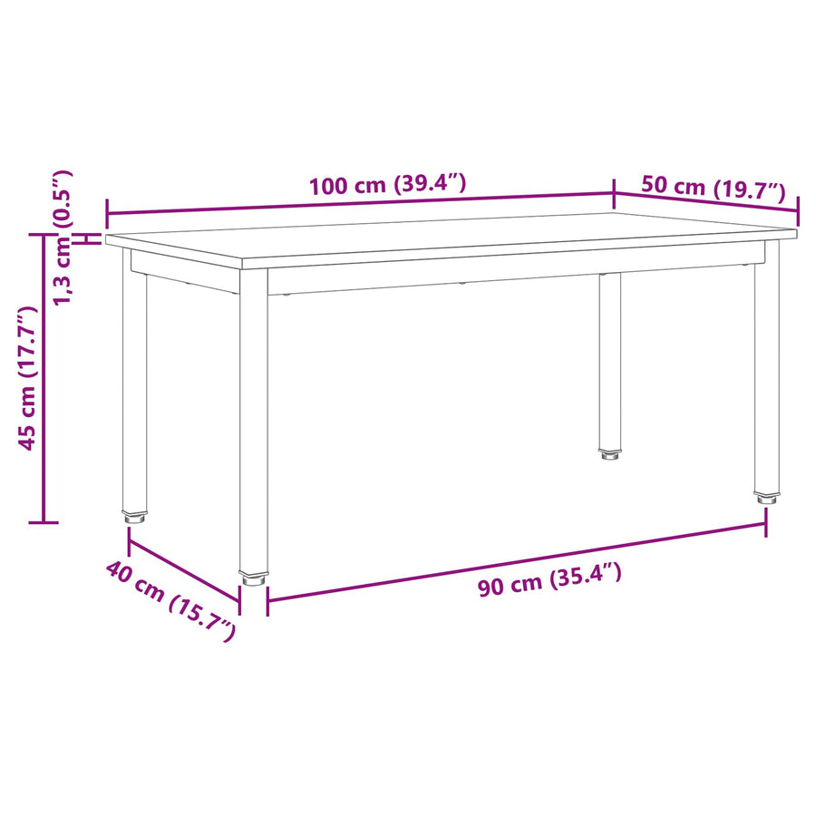 Salontafel Zwart Eiken 100 x 50 x 45 cm Bewerkt hout