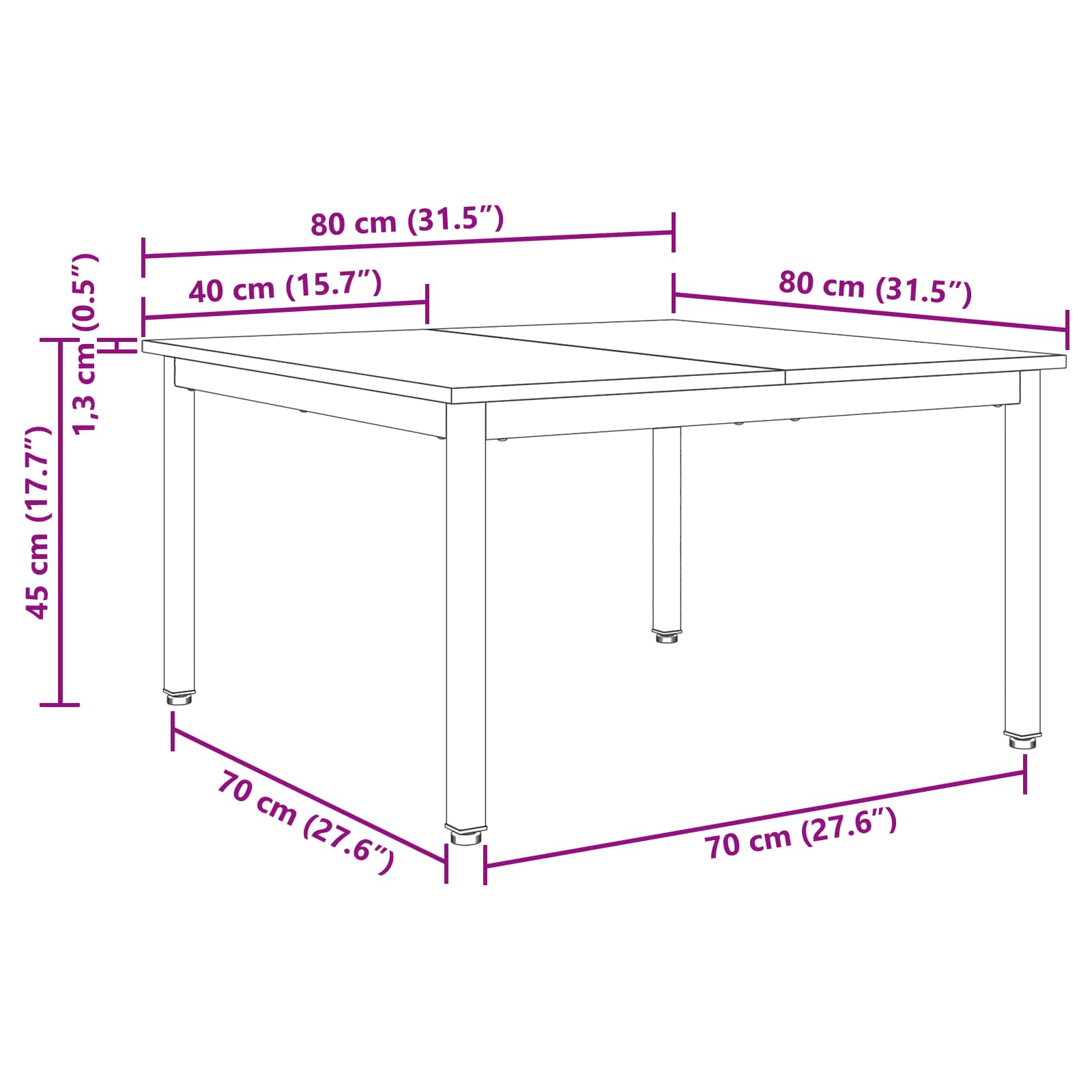 Salontafel Zwart Eiken 80 x 80 x 45 cm Bewerkt hout