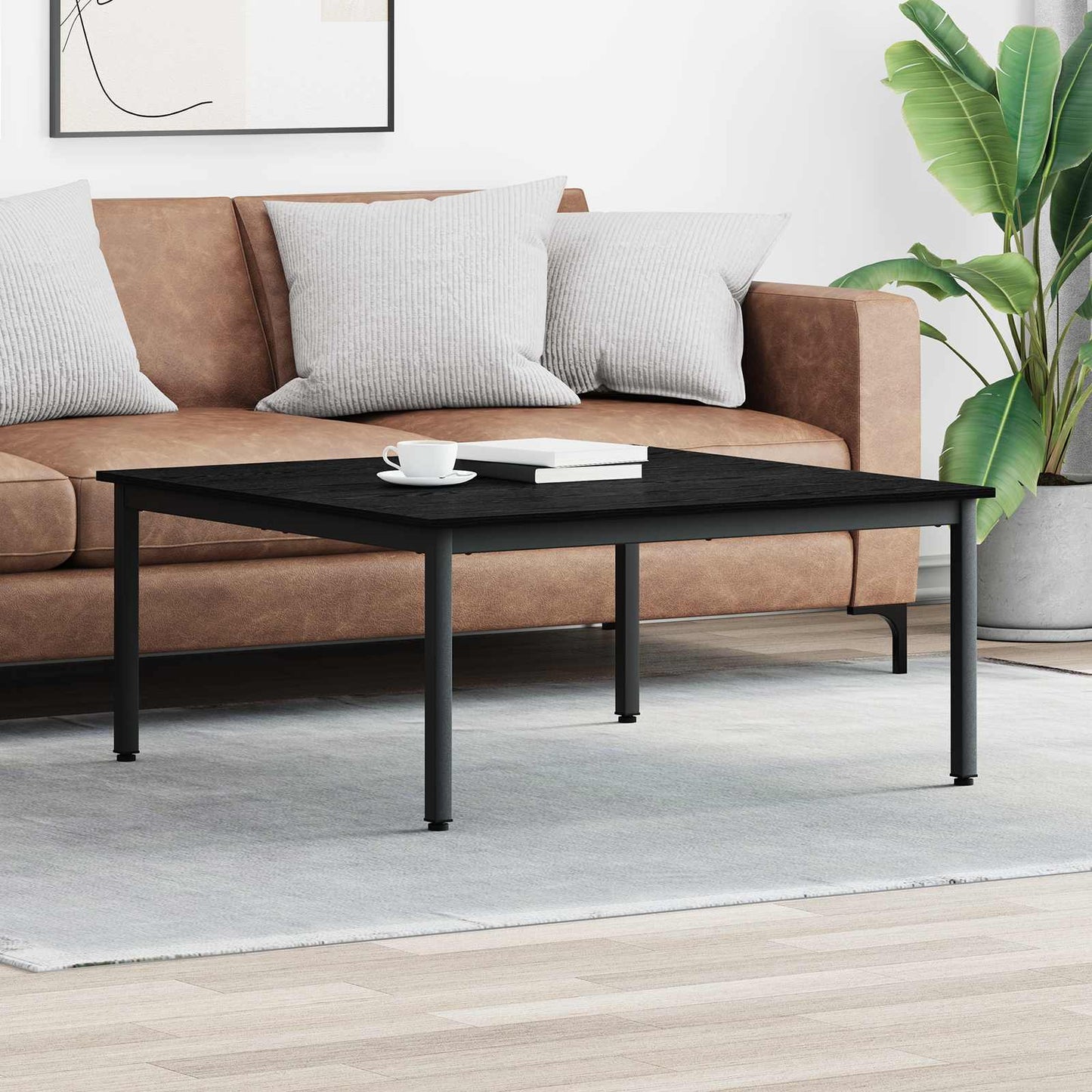 Salontafel Zwart Eiken 100 x 100 x 45 cm Bewerkt hout