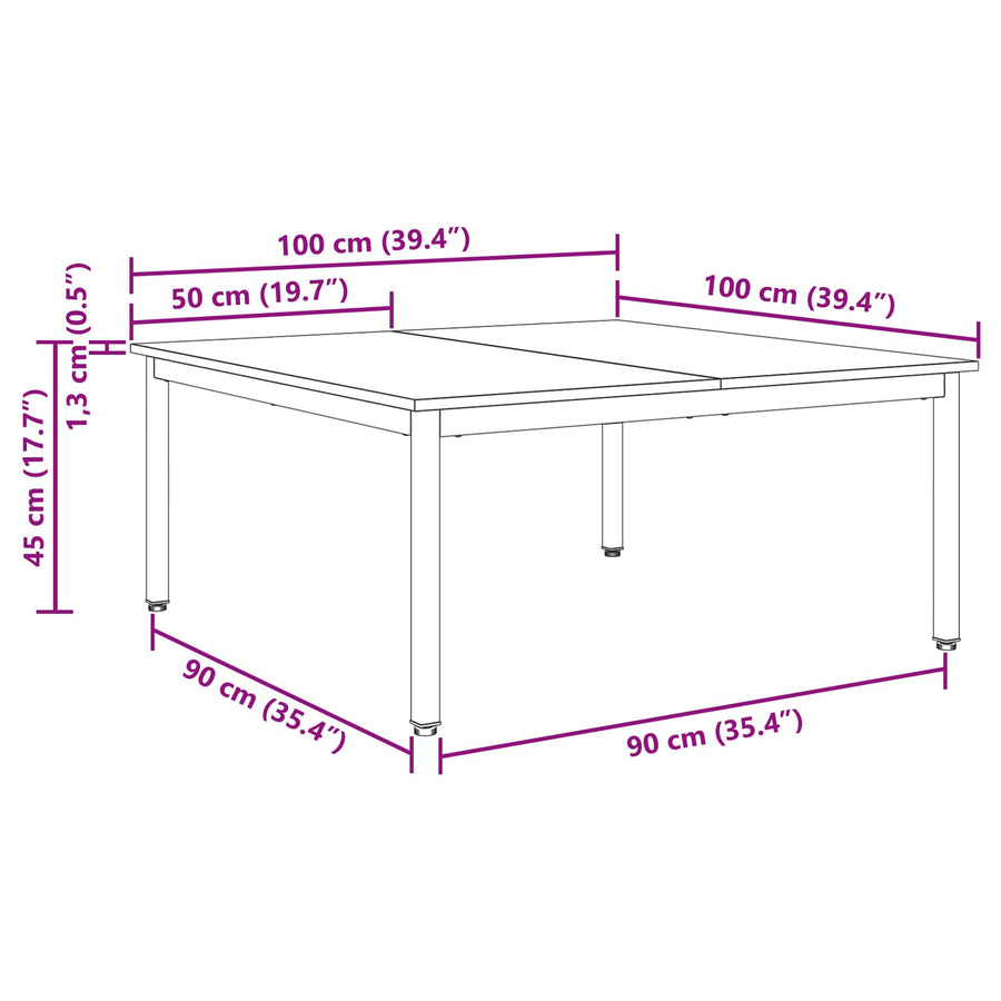 Salontafel Sonoma 100 x 100 x 45 cm Bewerkt hout
