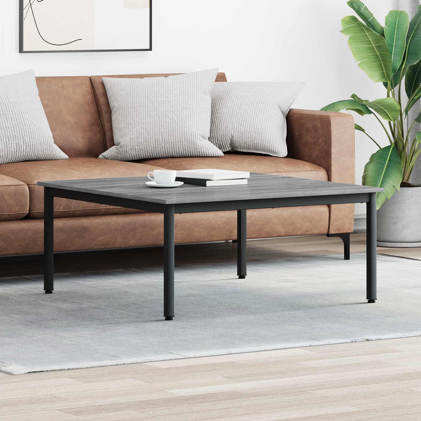 Salontafel Grijs Sonoma 100 x 100 x 45 cm Bewerkt hout