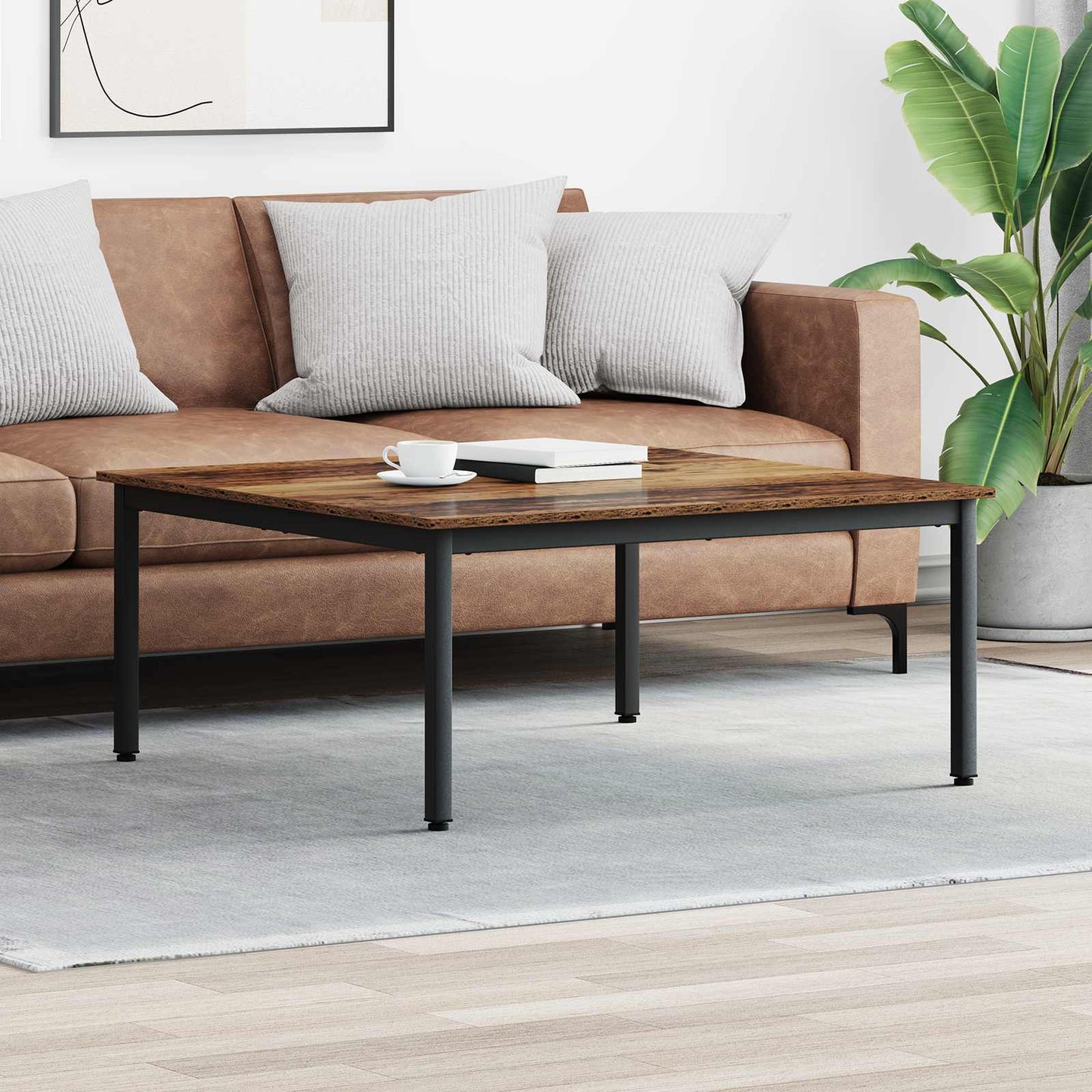 Salontafel Oudhout 100 x 100 x 45 cm Bewerkt hout