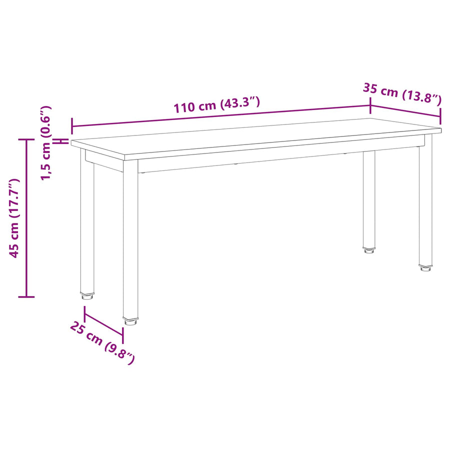 Bank Grijs Sonoma 110 x 35 x 45 cm Bewerkt hout